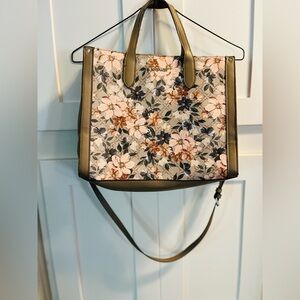 Nine West Floral Tote Bag - Pink and Brown